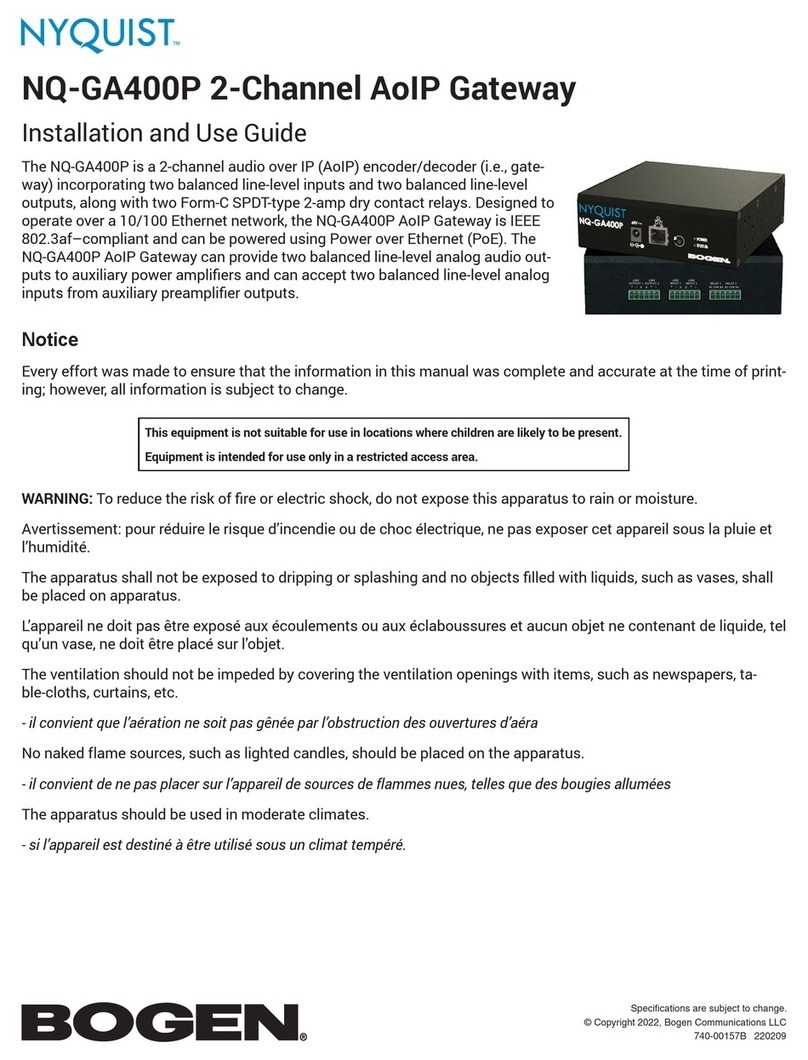 Bogen NQ-GA400P Installation and use guide
