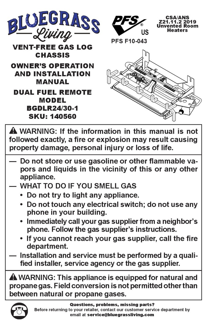 Bluegrass Living BGDLR24/30-1 OWNER'S OPERATION AND INSTALLATION MANUAL Bluegrass Living BGDLR24/30-1 OWNER'S OPERATION AND INSTALLATION MANUAL