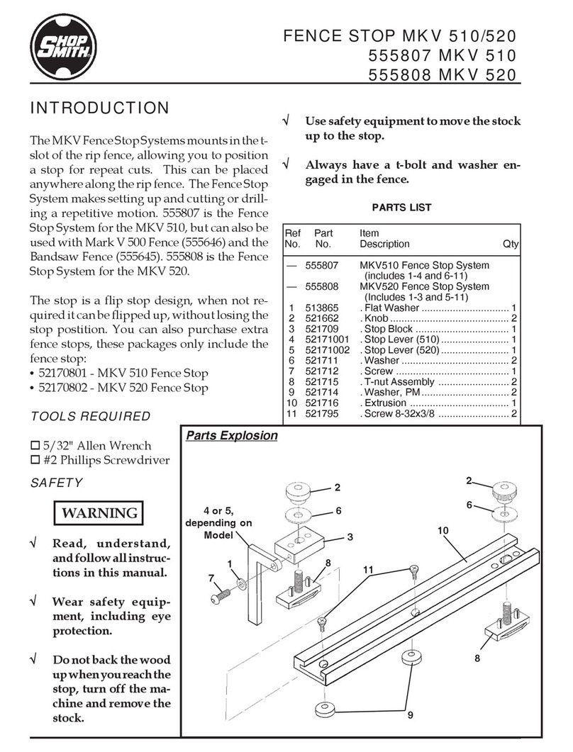Shopsmith MKV 510 quick start guide Shopsmith MKV 510 quick start guide