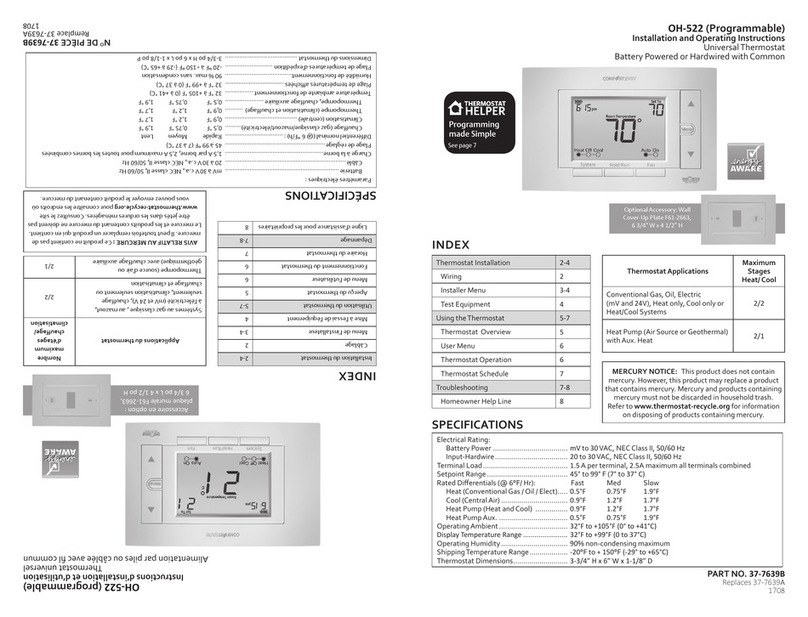 One Hour Comfort Sentry OH-522 Installation and operating instructions