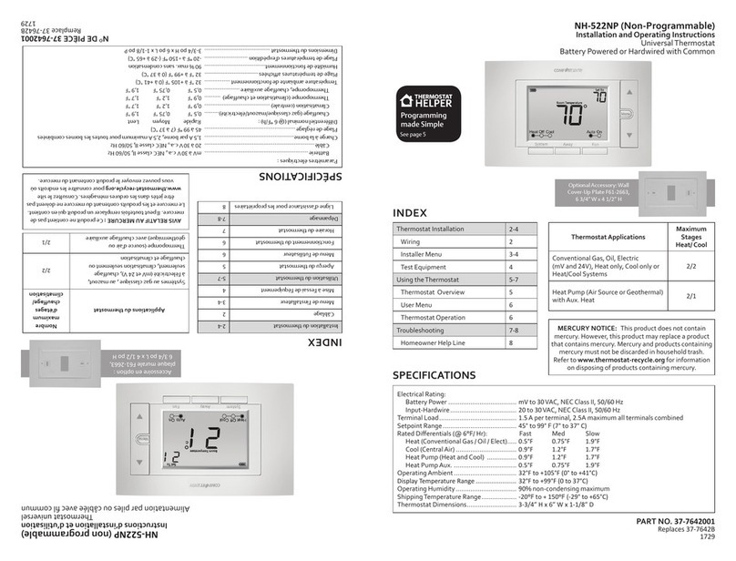 One Hour Comfort Sentry NH-522NP Installation and operating instructions