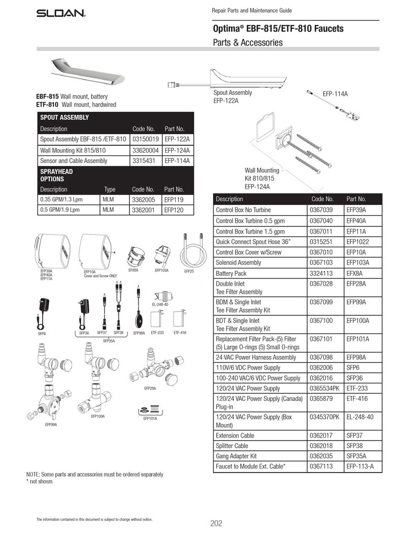 Sloan Optima ETF-810 Repair Parts and Maintenance Guide Sloan Optima ETF-810 Repair Parts and Maintenance Guide