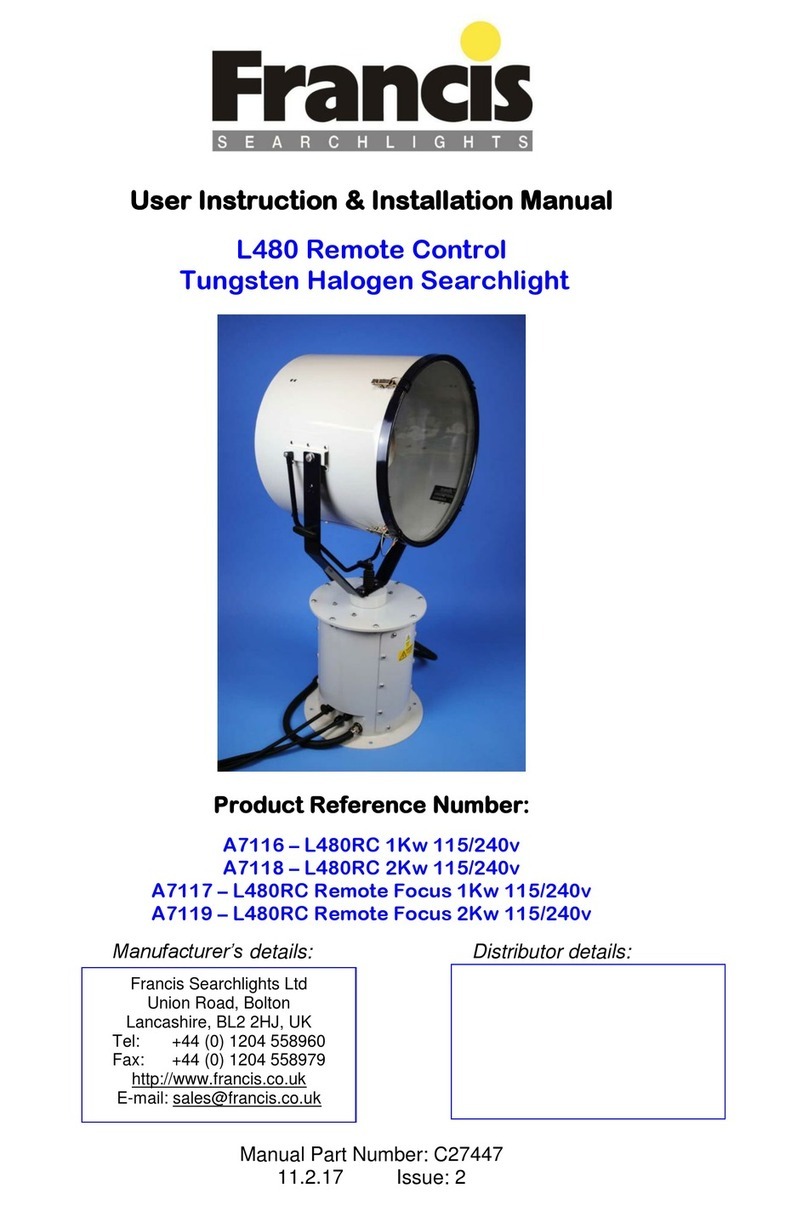 Francis Searchlights L480 User instruction & installation manual