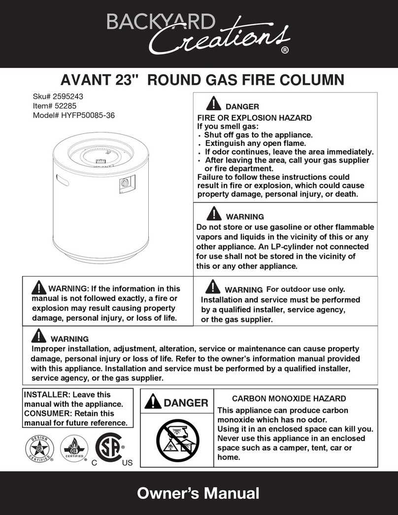 Backyard Creations AVANT HYFP50085-36 owner's manual Backyard Creations AVANT HYFP50085-36 owner's manual