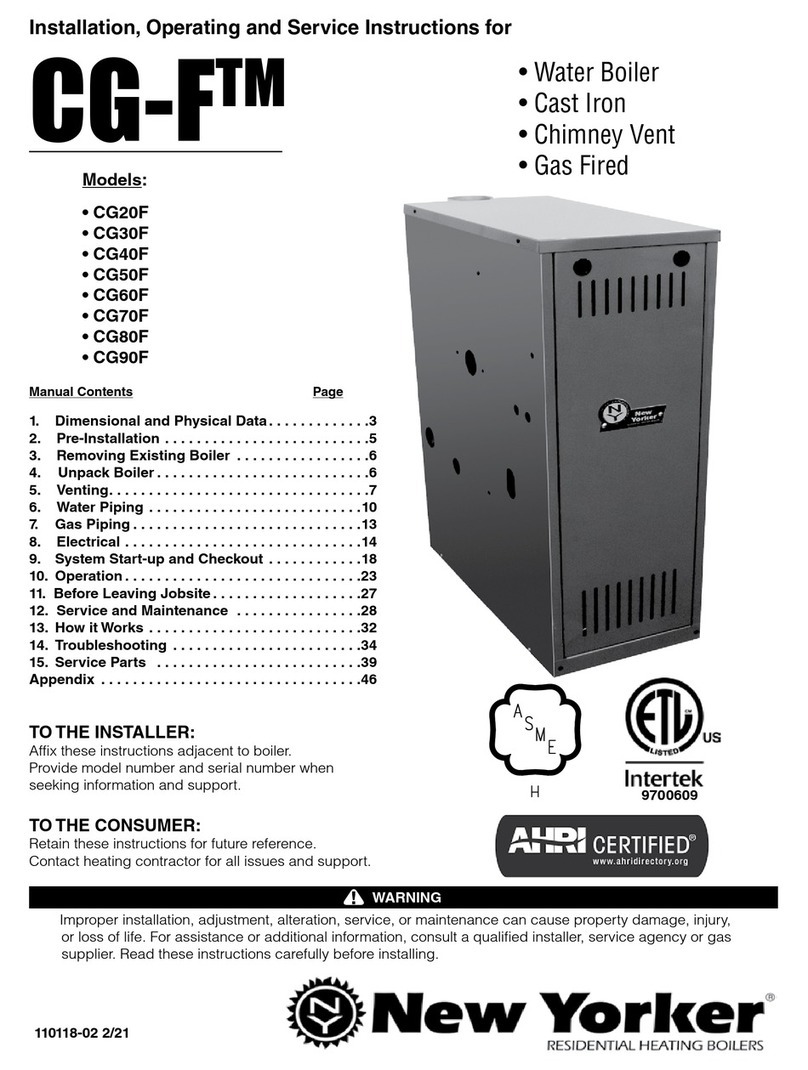 New Yorker CG20F Installation, operating and service instructions