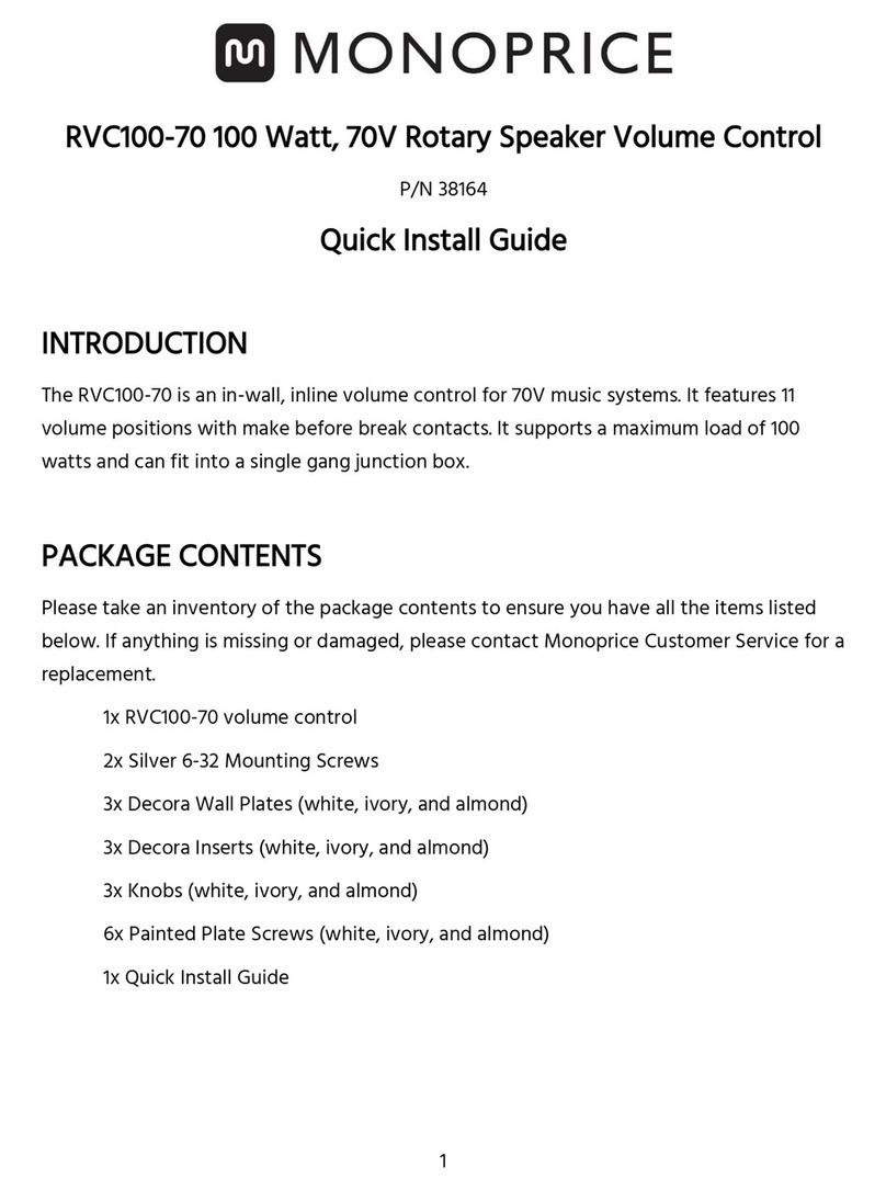 Monoprice RVC100-70 Quick install guide
