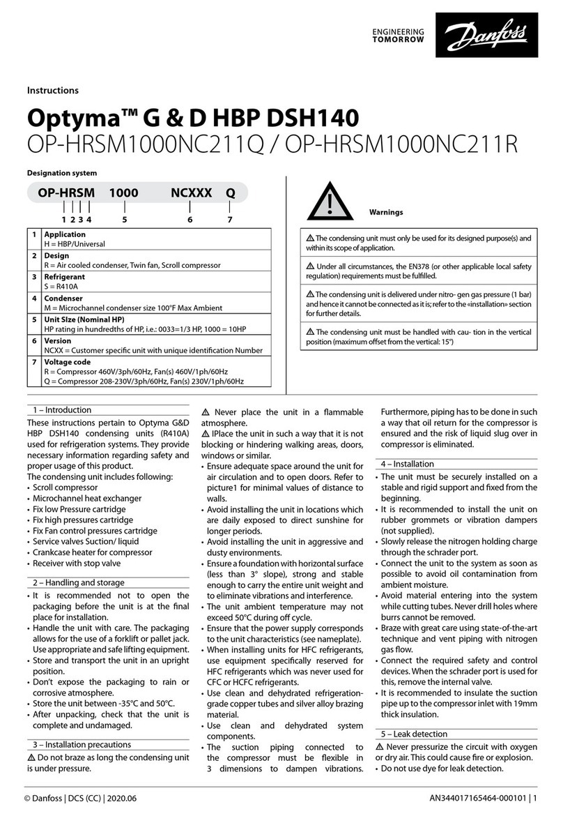 Danfoss Optyma G & D HBP DSH140 User manual