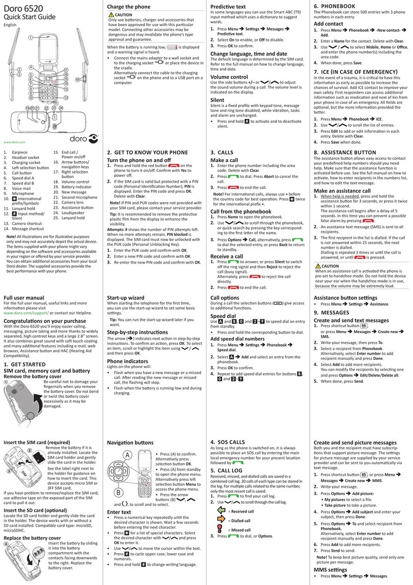 Doro 6520 quick start guide