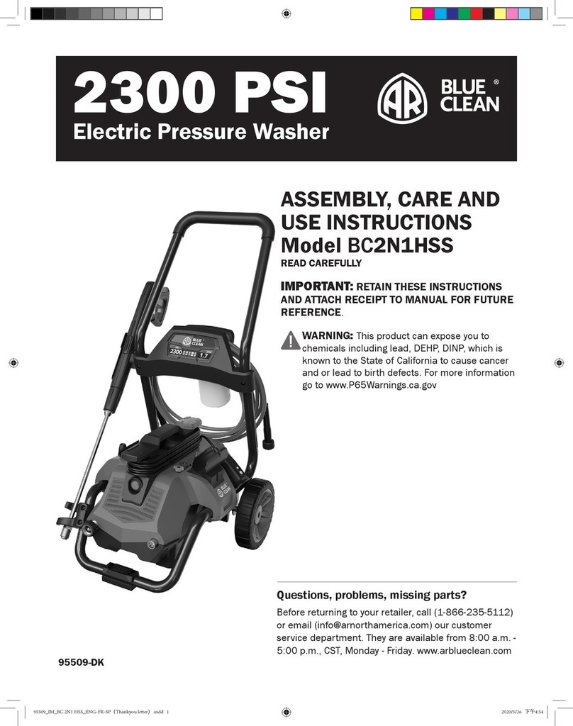 AR Blue Clean BC2N1HSS Assembly, care and use instructions