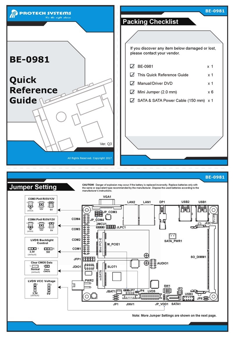 Protech Systems BE-0981 Quick reference guide