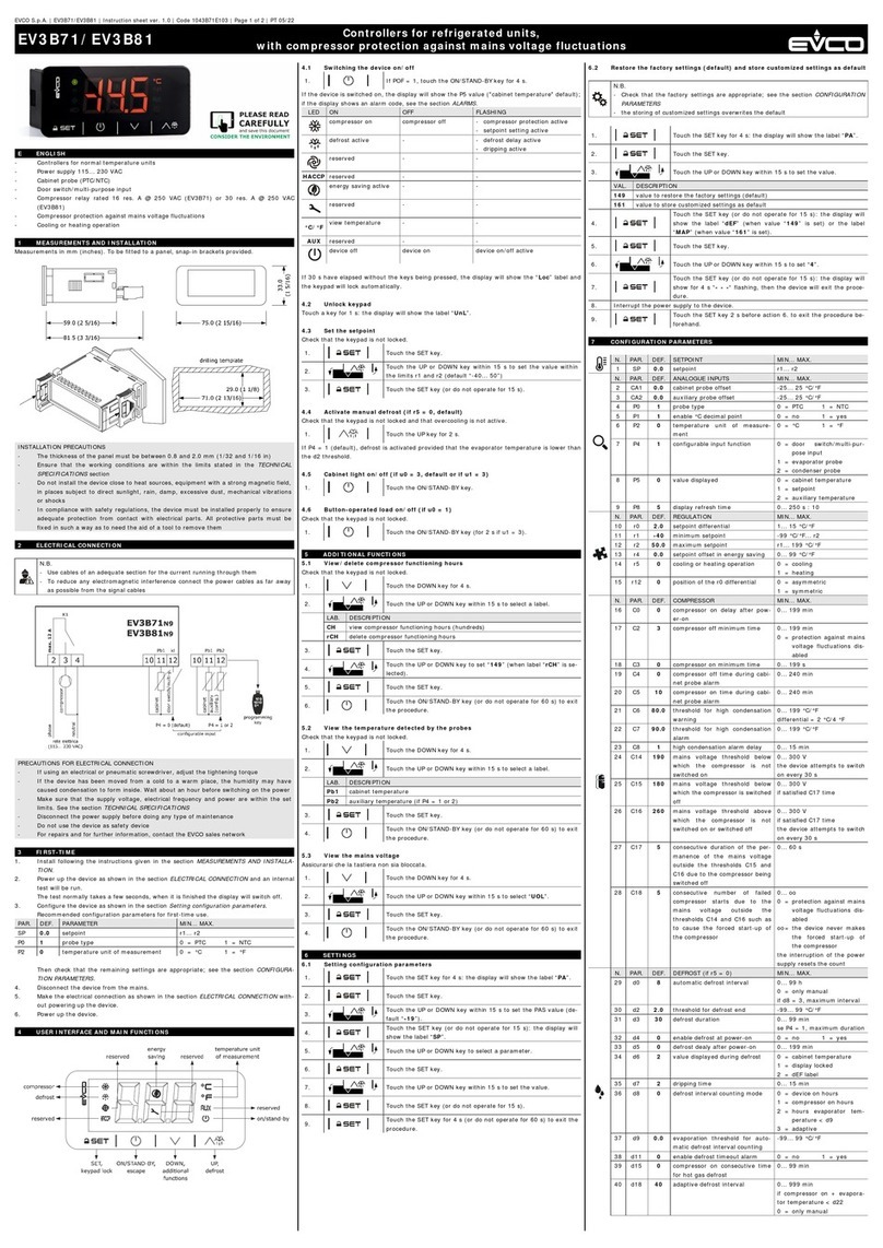 Evco EV3B71 User manual