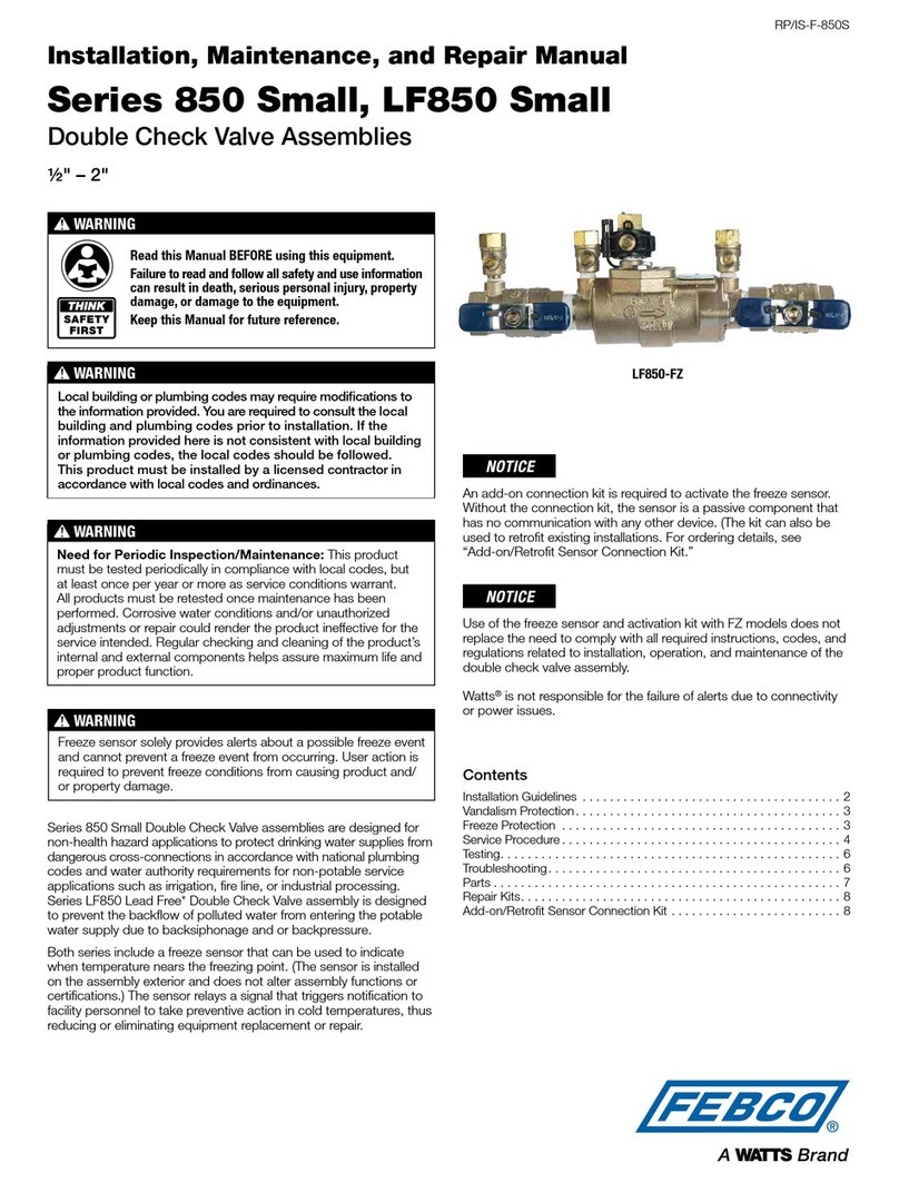Watts FEBCO 850 Small Series User manual