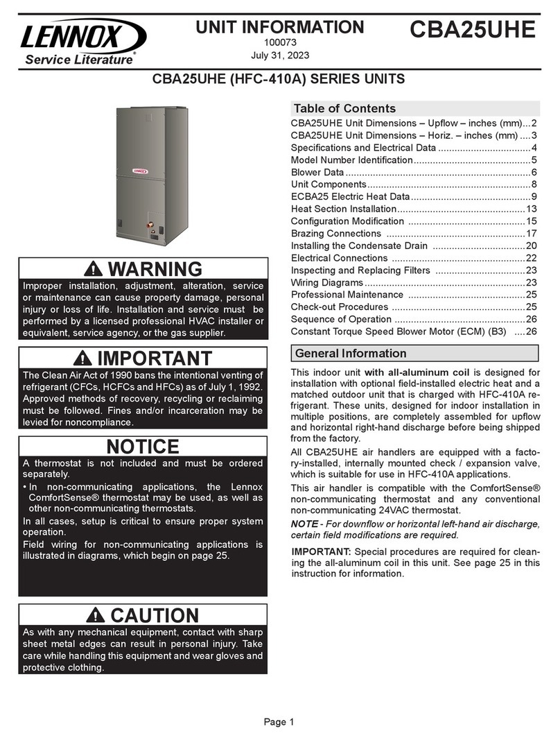 Lennox CBA25UHE Series Installation and operation manual