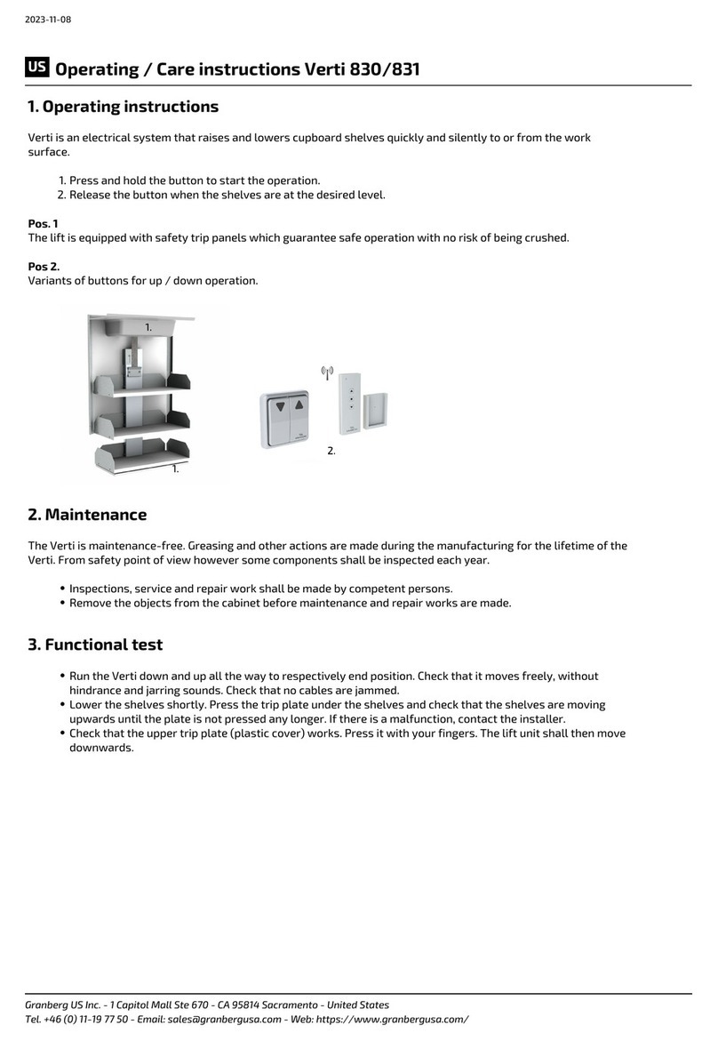 Granberg Verti 830 Operating and care instructions