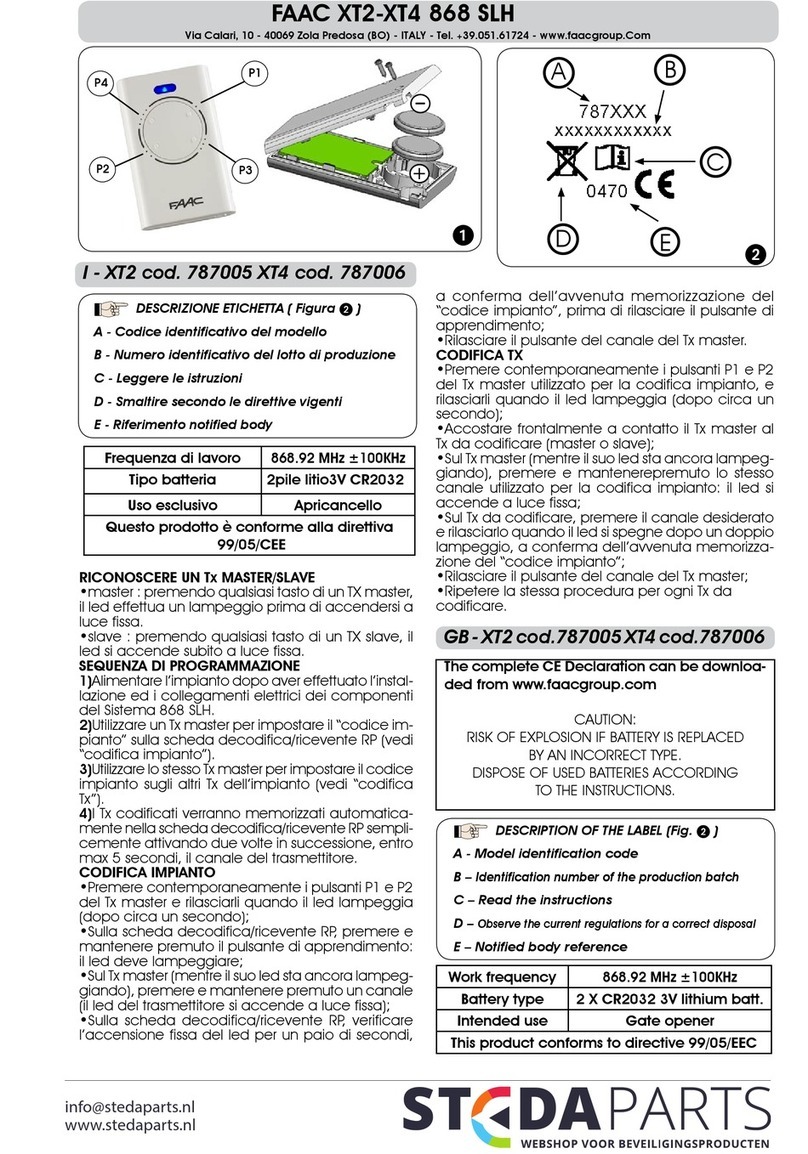 FAAC 787005 User manual