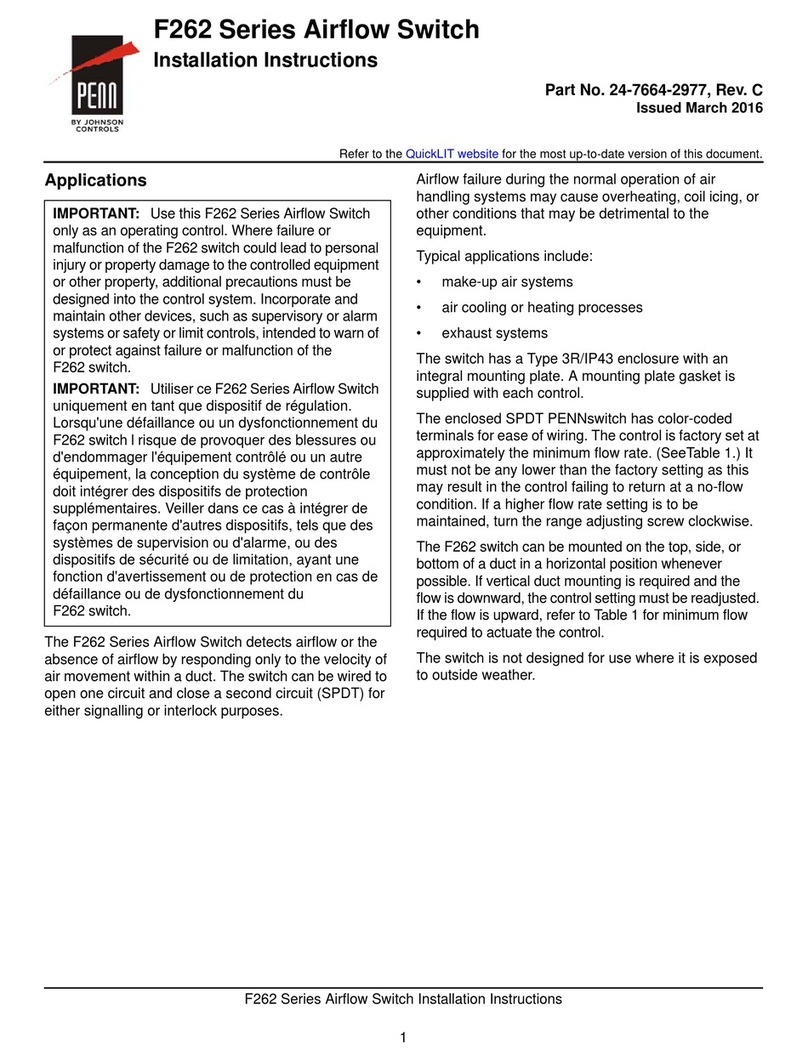 Johnson Controls Penn F262 Series installation instructions