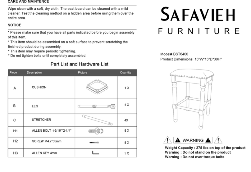 Safavieh Furniture Preston BST6400 manual