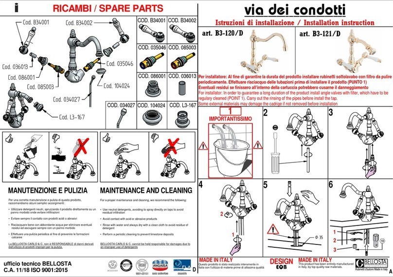 BELLOSTA via dei condotti B3-120/D installation instructions BELLOSTA via dei condotti B3-120/D installation instructions
