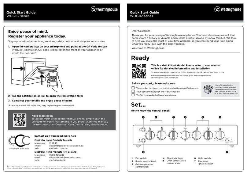 Westinghouse WDG112WC quick start guide