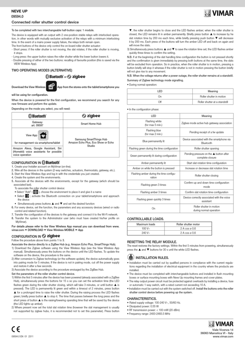 Vimar NEVE UP 09594.0 User manual