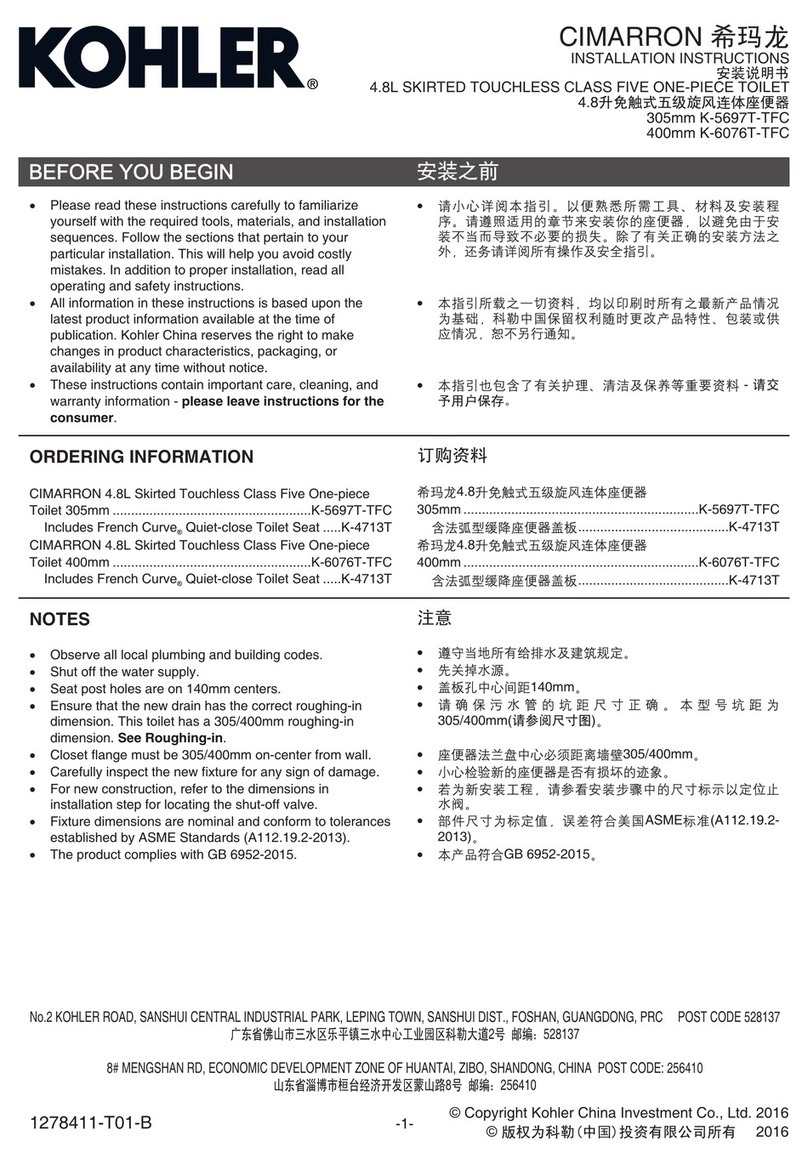 Kohler CIMARRON K-5697T-TFC installation instructions