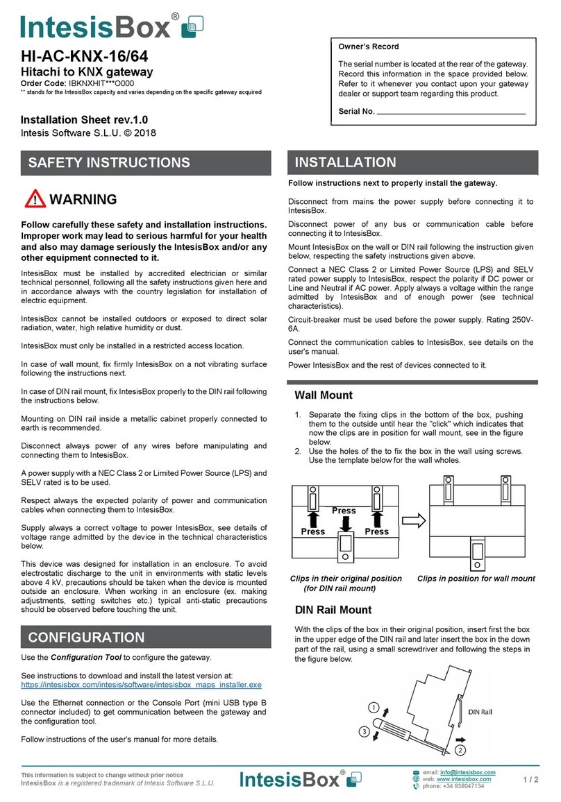 IntesisBox HI-AC-KNX-16/64 Assembly instructions
