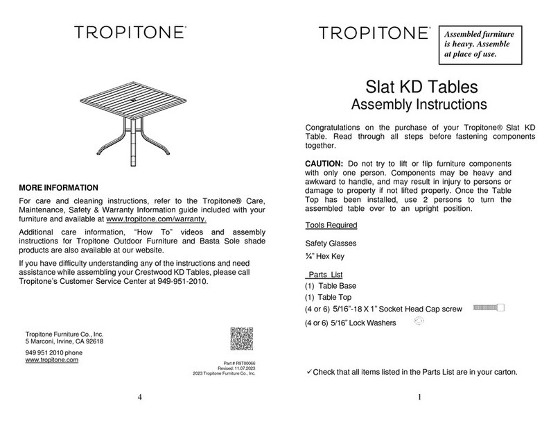 tropitone Slat KD Assembly instructions