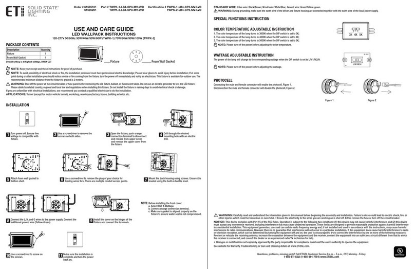 ETI Solid State Lighting TWPK-1-LB4-CP3-MV-LVD Use and care guide