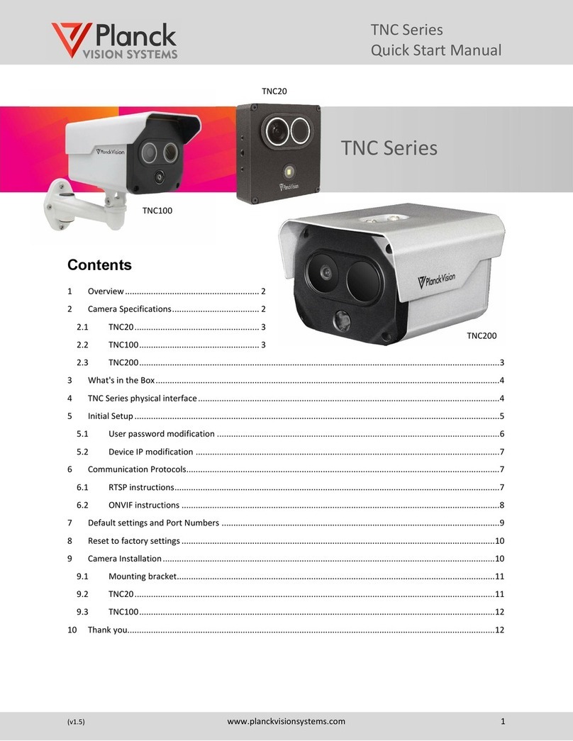 Planck VISION SYSTEMS TNC Series Quick start manual Planck VISION SYSTEMS TNC Series Quick start manual
