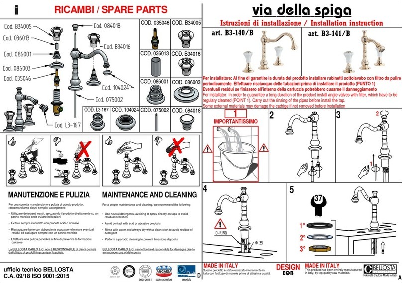 BELLOSTA via della spiga B3-140/B installation instructions BELLOSTA via della spiga B3-140/B installation instructions