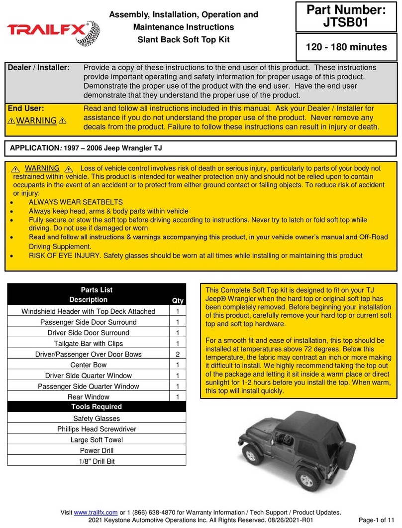 TrailFX JTSB01 Assembly, Installation, Operation and Maintenance Instructions TrailFX JTSB01 Assembly, Installation, Operation and Maintenance Instructions