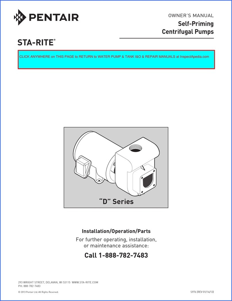 Pentair STA-RITE D Series owner's manual Pentair STA-RITE D Series owner's manual