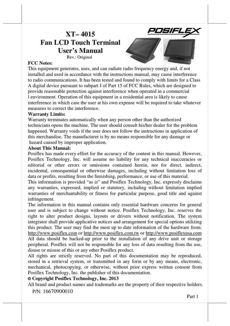 POSIFLEX XT-4015 User manual POSIFLEX XT-4015 User manual