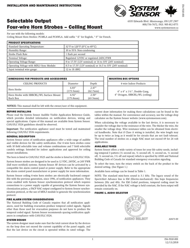 System Sensor PC4RLA Installation and maintenance instructions