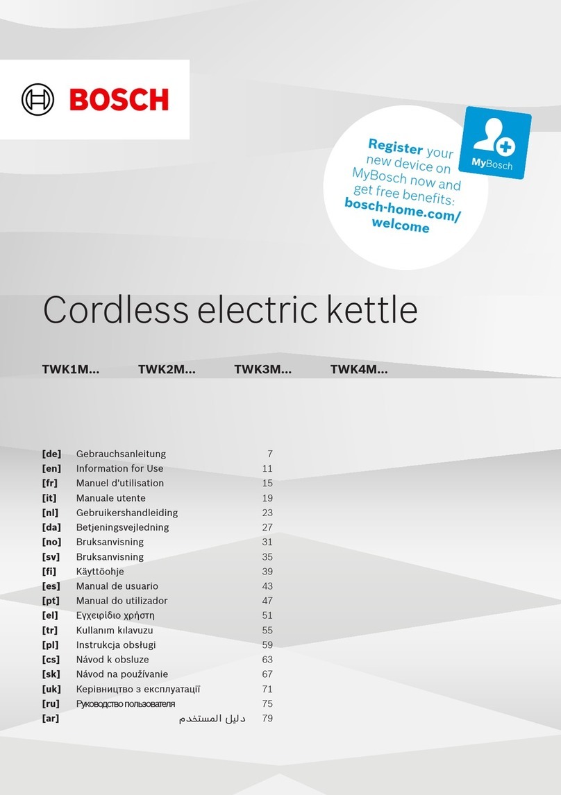 Bosch TWK1M Series Specification sheet