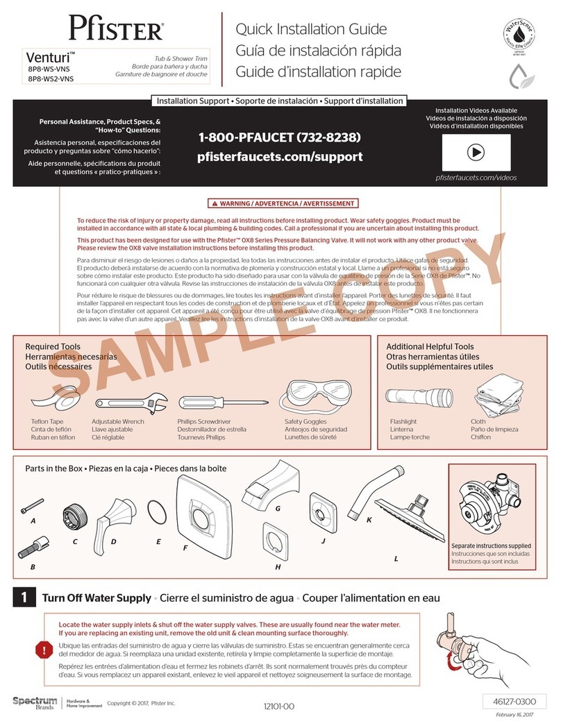 Spectrum Brands Pfister Venturi 8P8-WS-VNSK Quick installation guide Spectrum Brands Pfister Venturi 8P8-WS-VNSK Quick installation guide