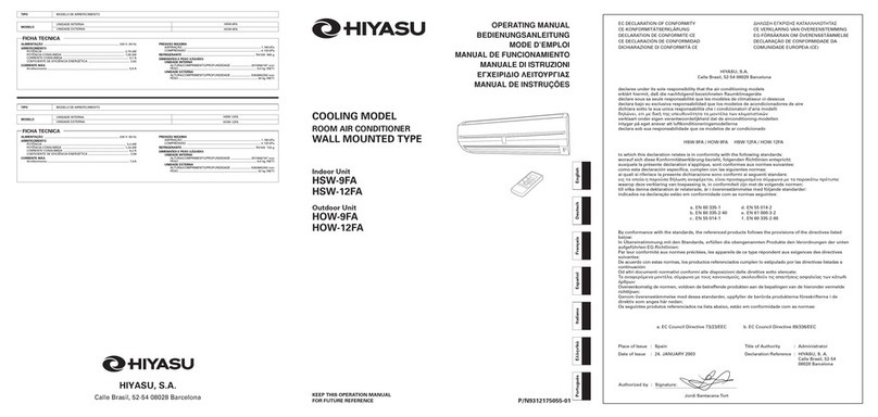 Hiyasu HSW-12FA User manual