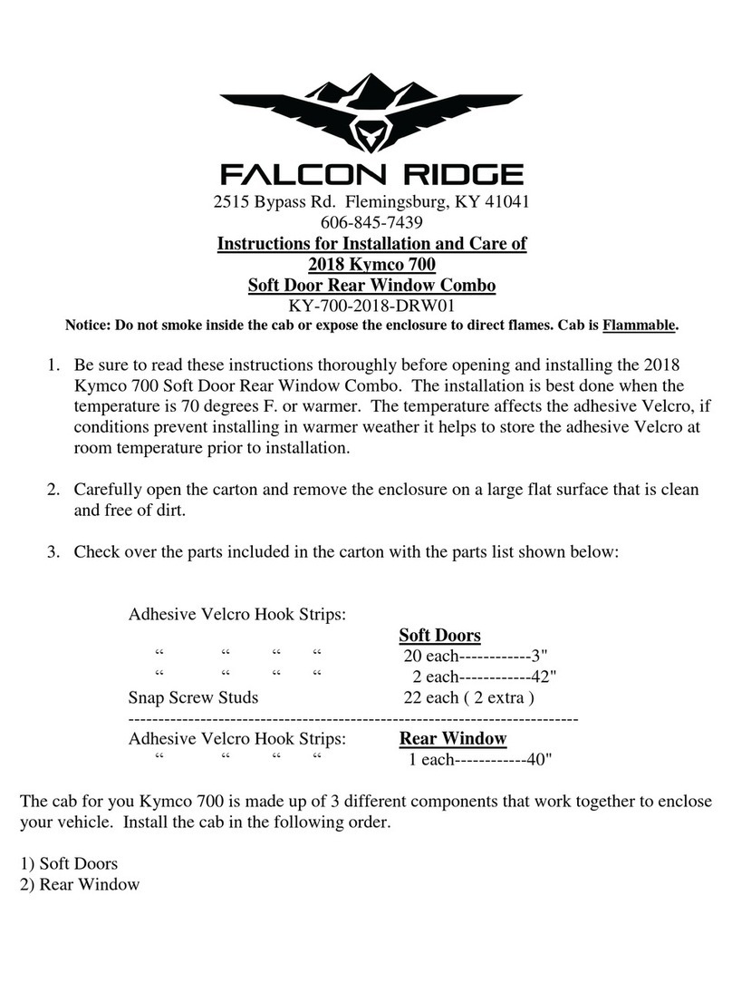 FALCON RIDGE KY-700-2018-DRW01 Instructions for Installation and Care