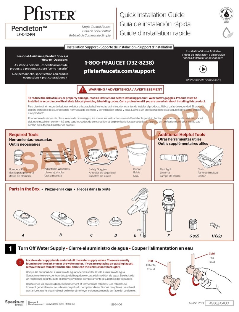 Spectrum Brands Pfister Pendleton LF-042-PNYY Quick installation guide
