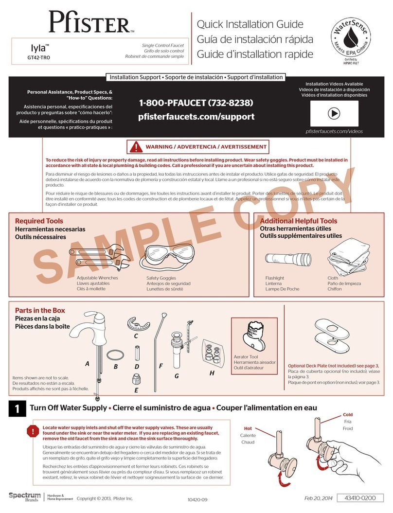Spectrum Brands Pfister Iyla GT42-TR0 User manual Spectrum Brands Pfister Iyla GT42-TR0 User manual