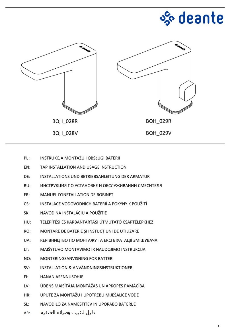 deante BQH 028V Installation and Usage Instruction deante BQH 028V Installation and Usage Instruction