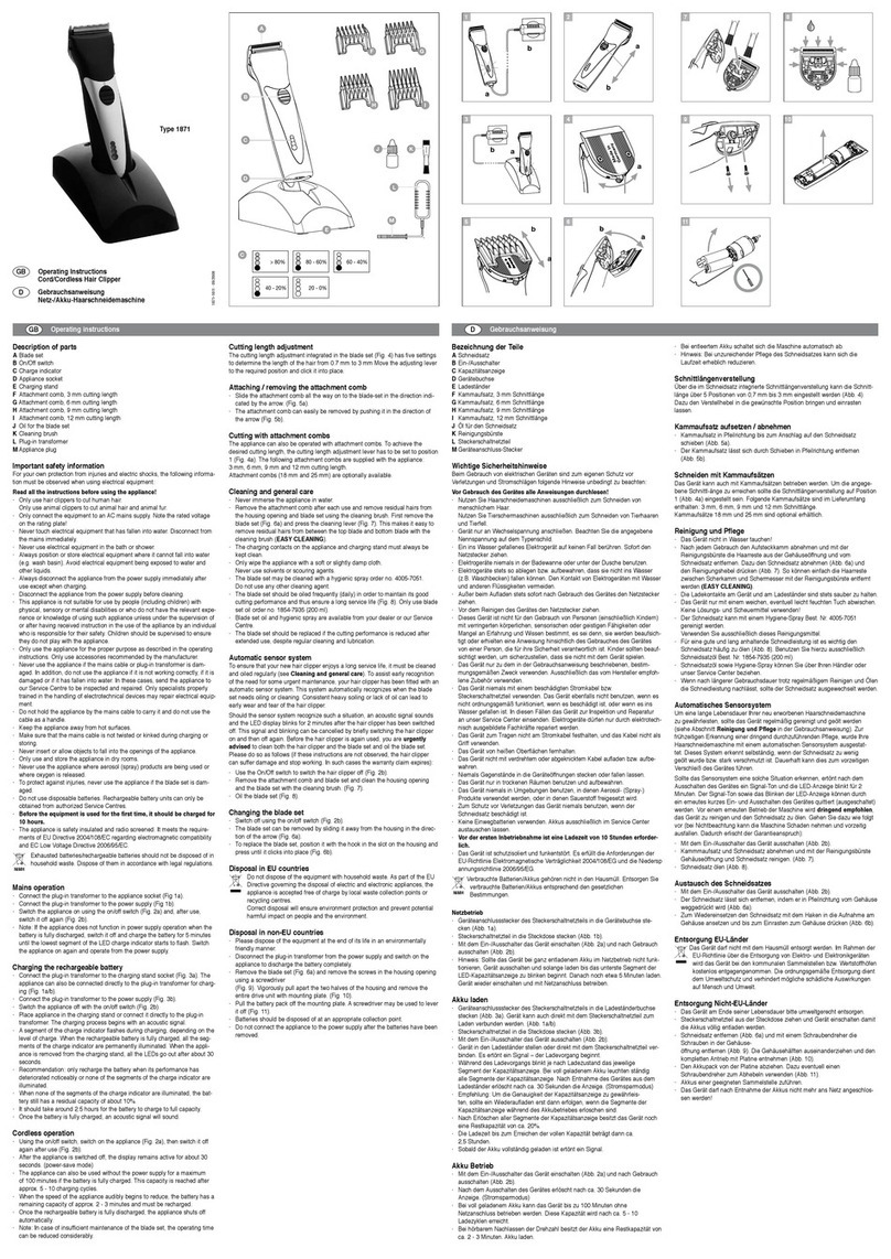 Wahl 1871 operating instructions