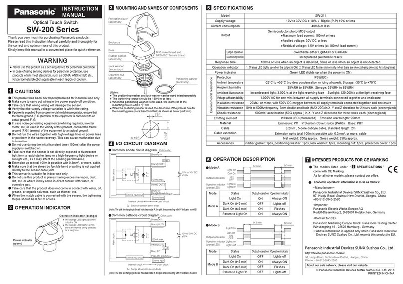 Panasonic SW-200 Series User manual