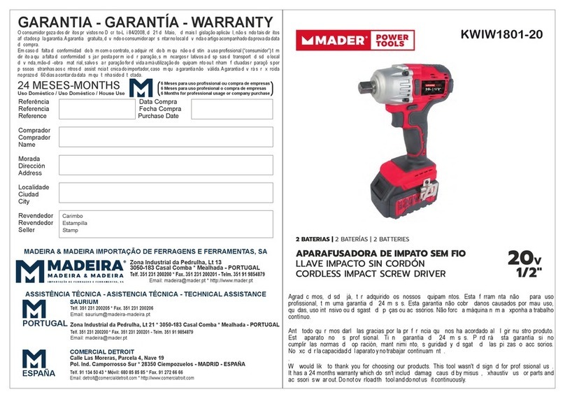 MADER KWIW1801-20 instruction manual