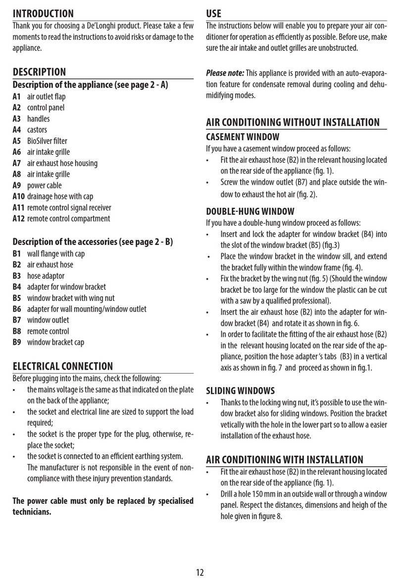 DeLonghi PAC EX130 ECOREAL FEEL BK User manual