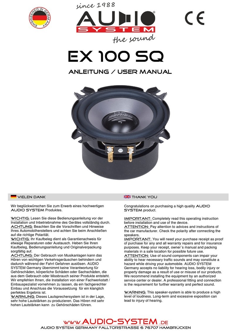 Audiosystem EX 100 SQ User manual