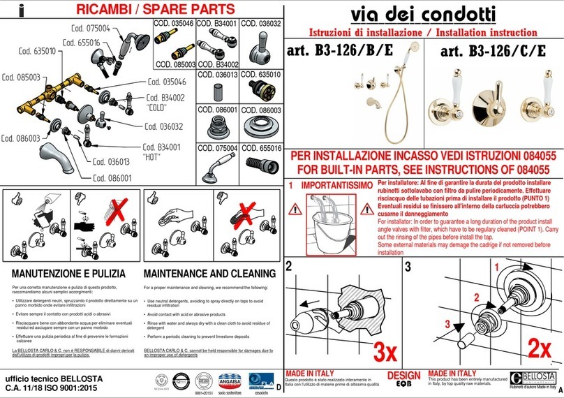 RUBINETTERIE BELLOSTA VIA DEI CONDOTTI B3-126/B/E Installation instruction