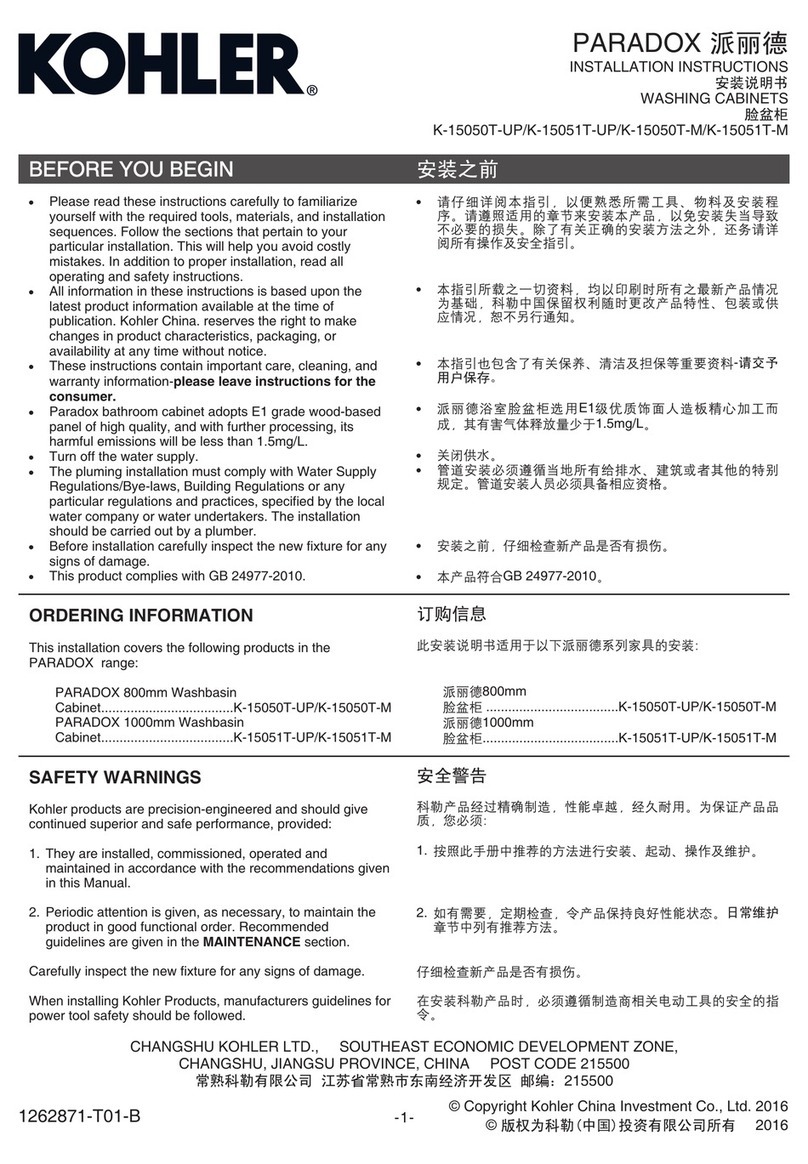 Kohler Paradox K-15050T-UP User manual
