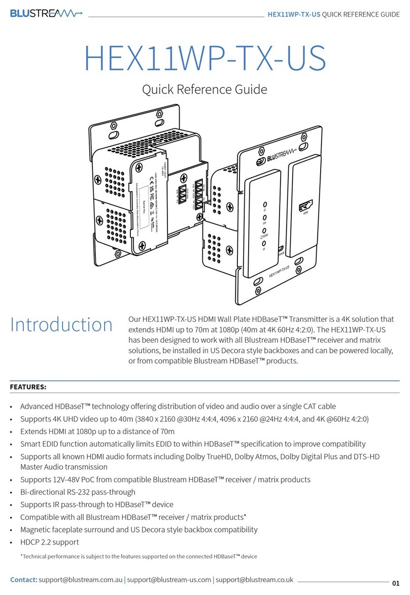 Blu Stream HEX11WP-TX-US Quick reference guide