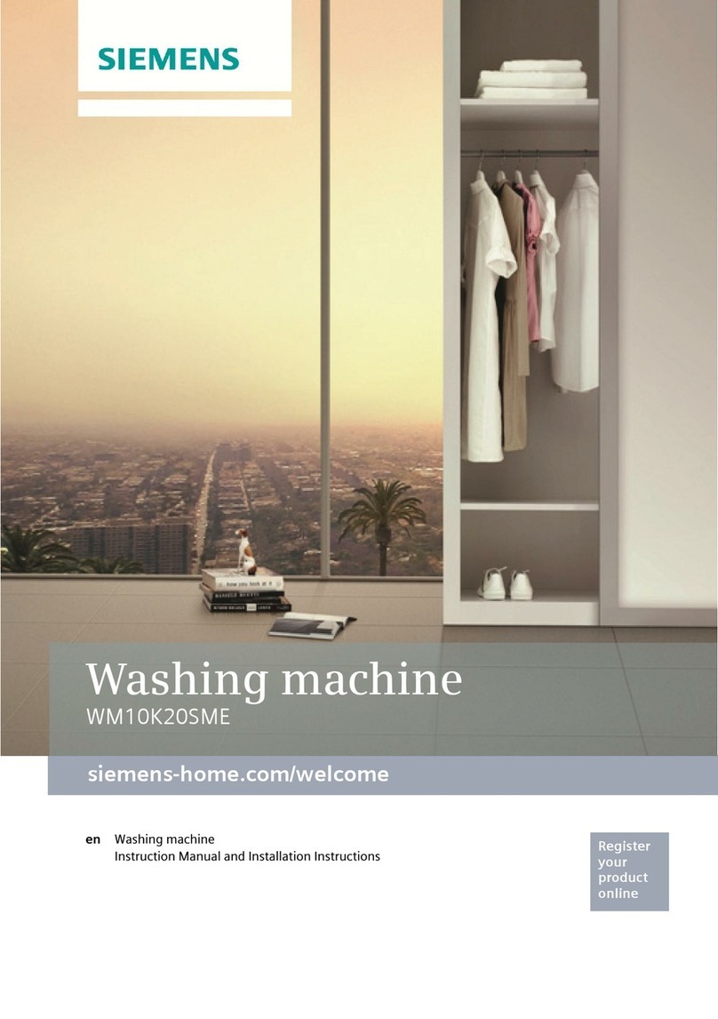Siemens WM10K20SME Instruction manual and installation instructions